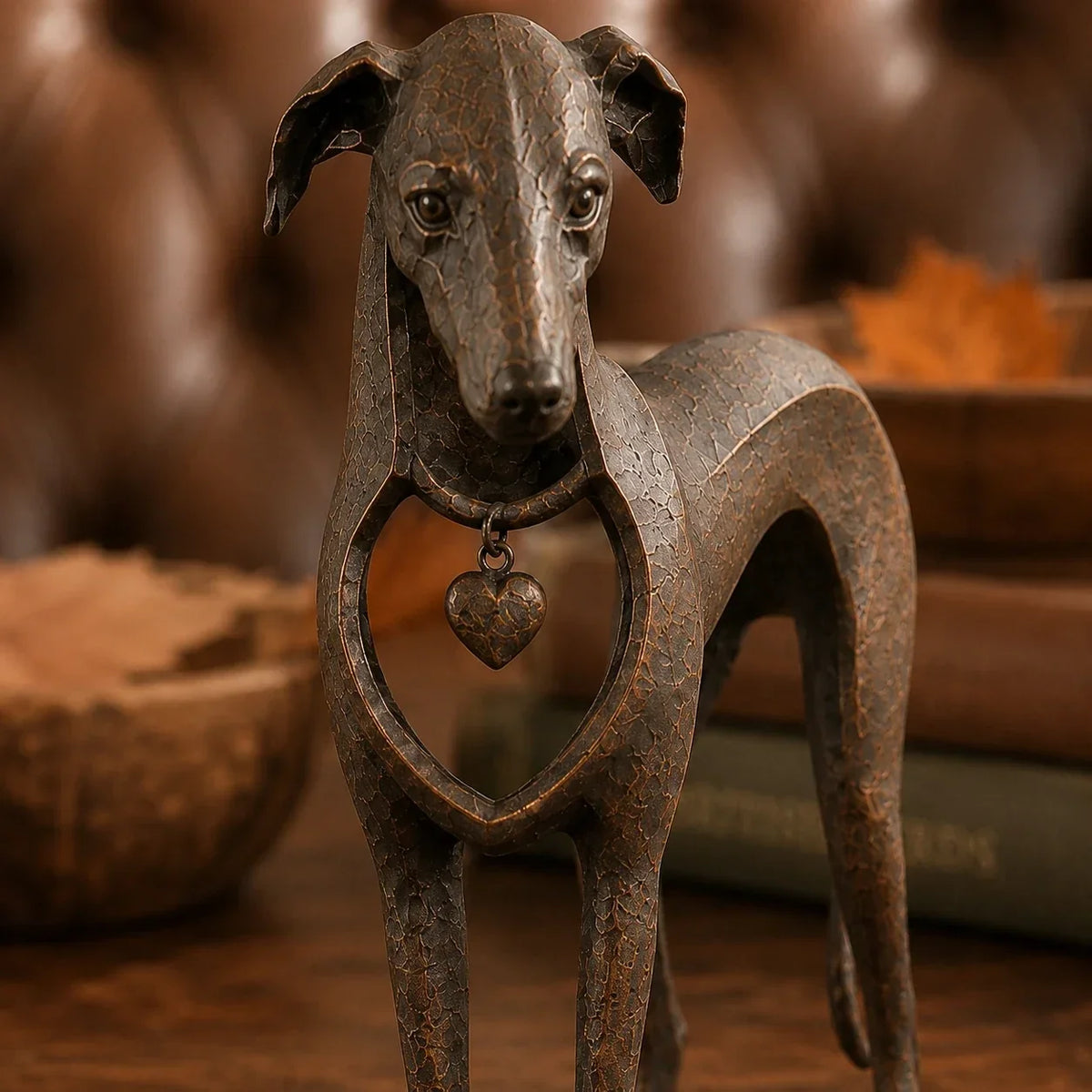 🐾Heritage Heart Sighthound Sculpture – Vintage Iron Dog Accent for Timeless Interiors