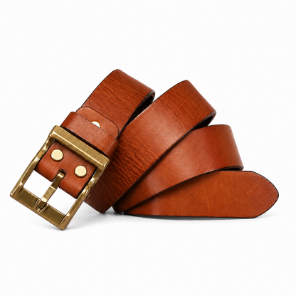 Premium Handmade Genuine Leather Belt: Vintage Design, Alloy Buckle & Durability