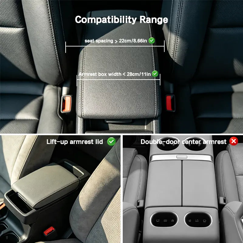 Car Armrest Cushion,5-in-1 Center Console Cover with 2 Storage Bags Cup Holder