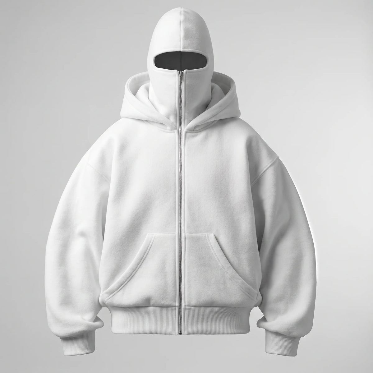 SUZVO white zipped hoodie front view