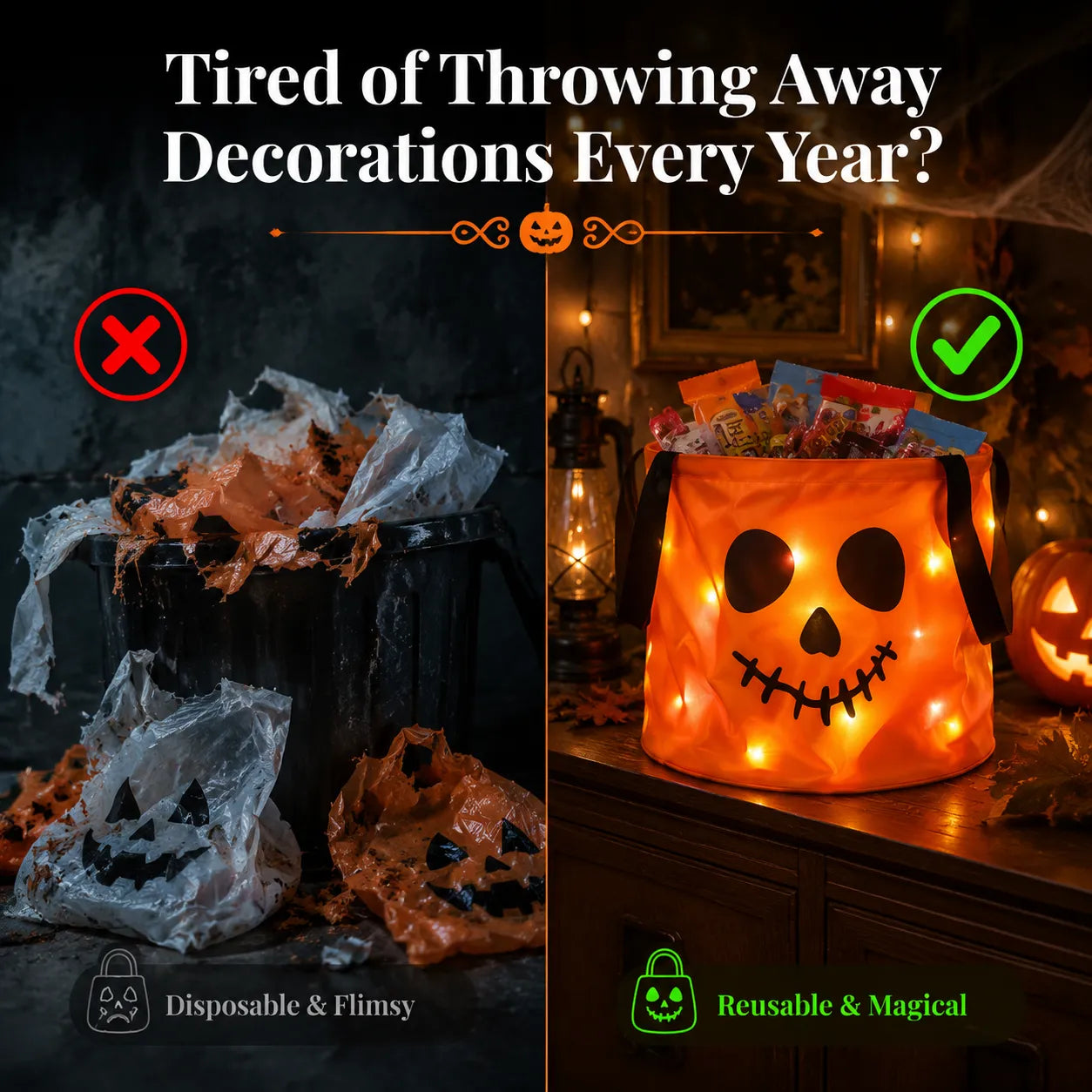 🔥Ready for Spooky Season – Reusable LED Halloween Treat Bags🎃