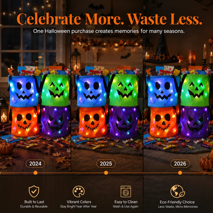 🔥Ready for Spooky Season – Reusable LED Halloween Treat Bags🎃