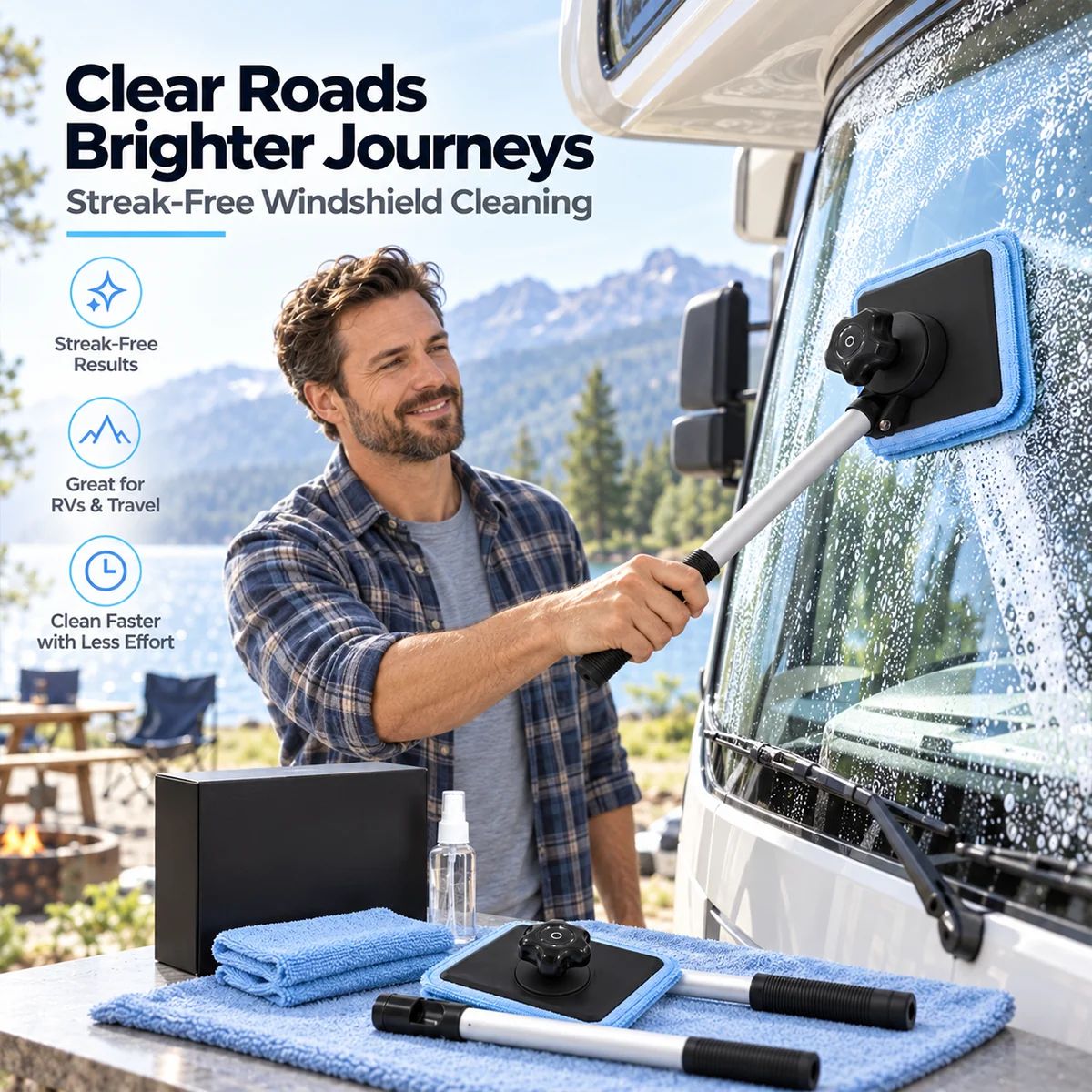 🧲Dual Magnetic Car Windshield Cleaner | Streak-Free Auto Glass Cleaning Kit🚗