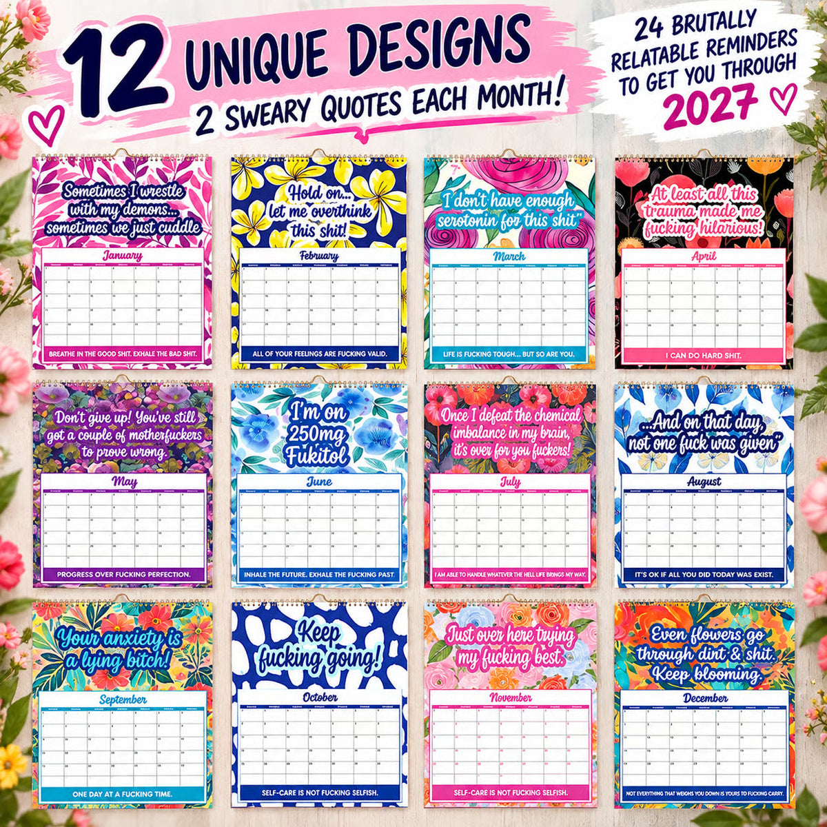 💓2027 Sweary Mental Health Calendar - Thoughtful Gift & DIY