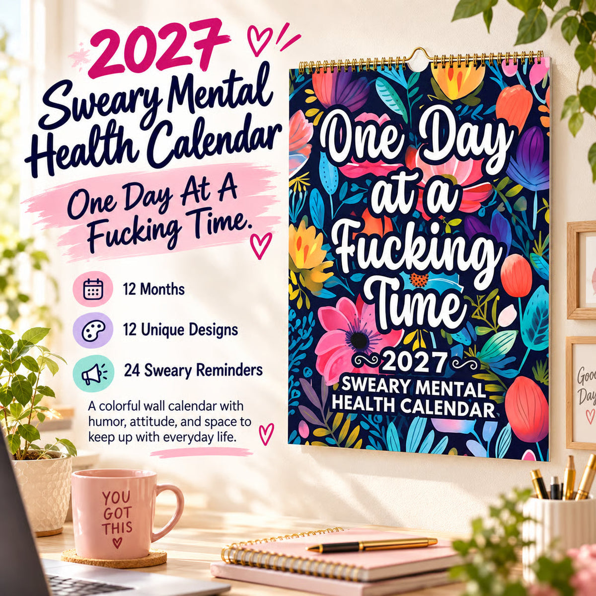 💓2027 Sweary Mental Health Calendar - Thoughtful Gift & DIY