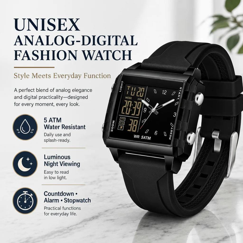 🔥Analog-Digital Sport Watch – Waterproof, Luminous & Multi-Function