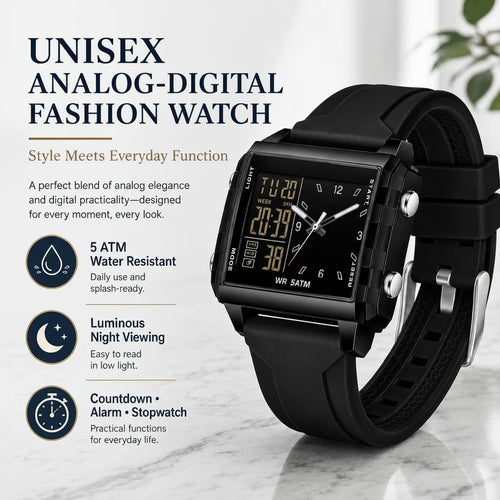 🔥Analog-Digital Sport Watch – Waterproof, Luminous & Multi-Function