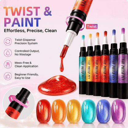 💅 6PCS DIY Gel Nail Art Painting Pen Set – Creative Designs & Easy-to-Use, Salon Beauty at Home
