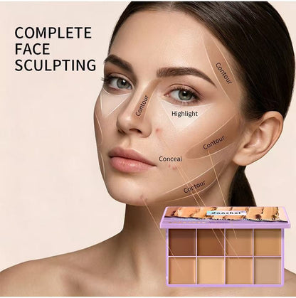8-Color Cream Concealer & Contour Palette: Multi-Tone Coverage & Easy Blending