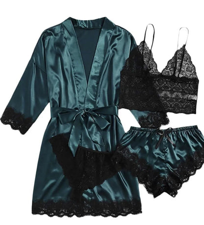🔥🔥 4 sets of lace satin sling pajamas set🌹