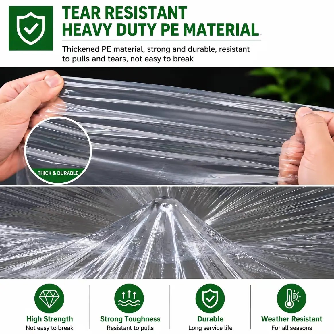 Heavy-Duty Transparent Waterproof Tarp: Outdoor Cover with Secure Rope & Reliable Protection
