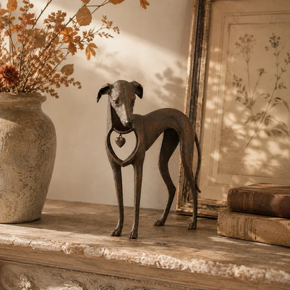 🐾Heritage Heart Sighthound Sculpture – Vintage Iron Dog Accent for Timeless Interiors