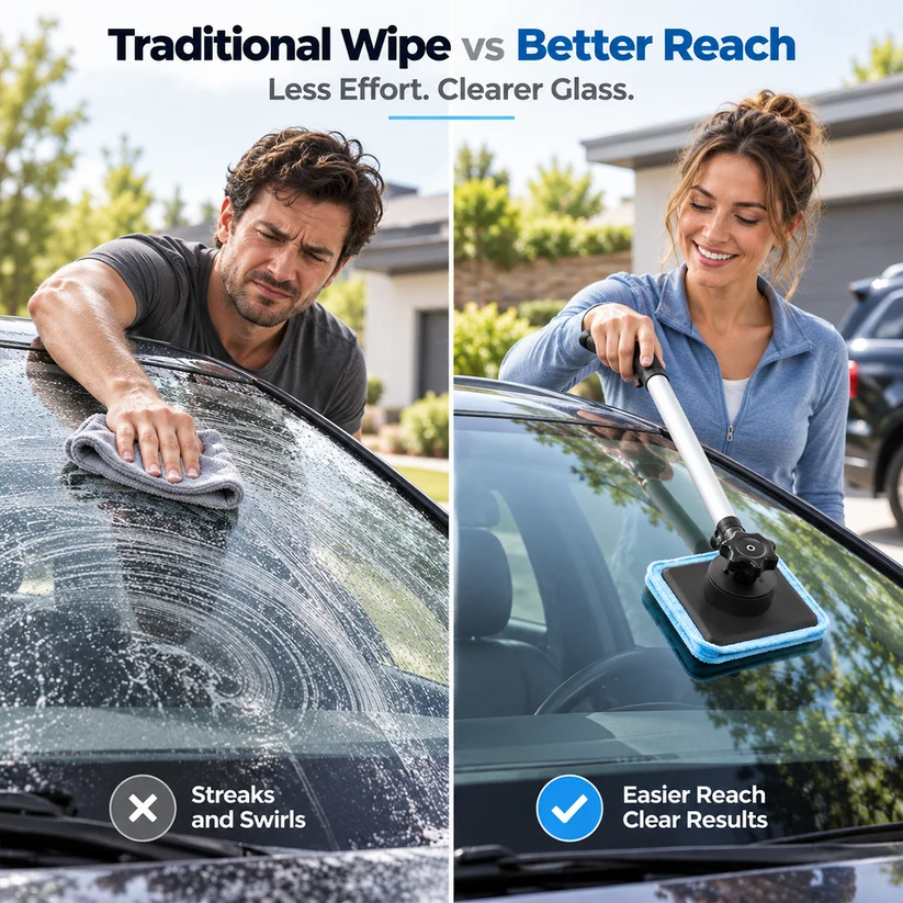 🧲Dual Magnetic Car Windshield Cleaner | Streak-Free Auto Glass Cleaning Kit🚗