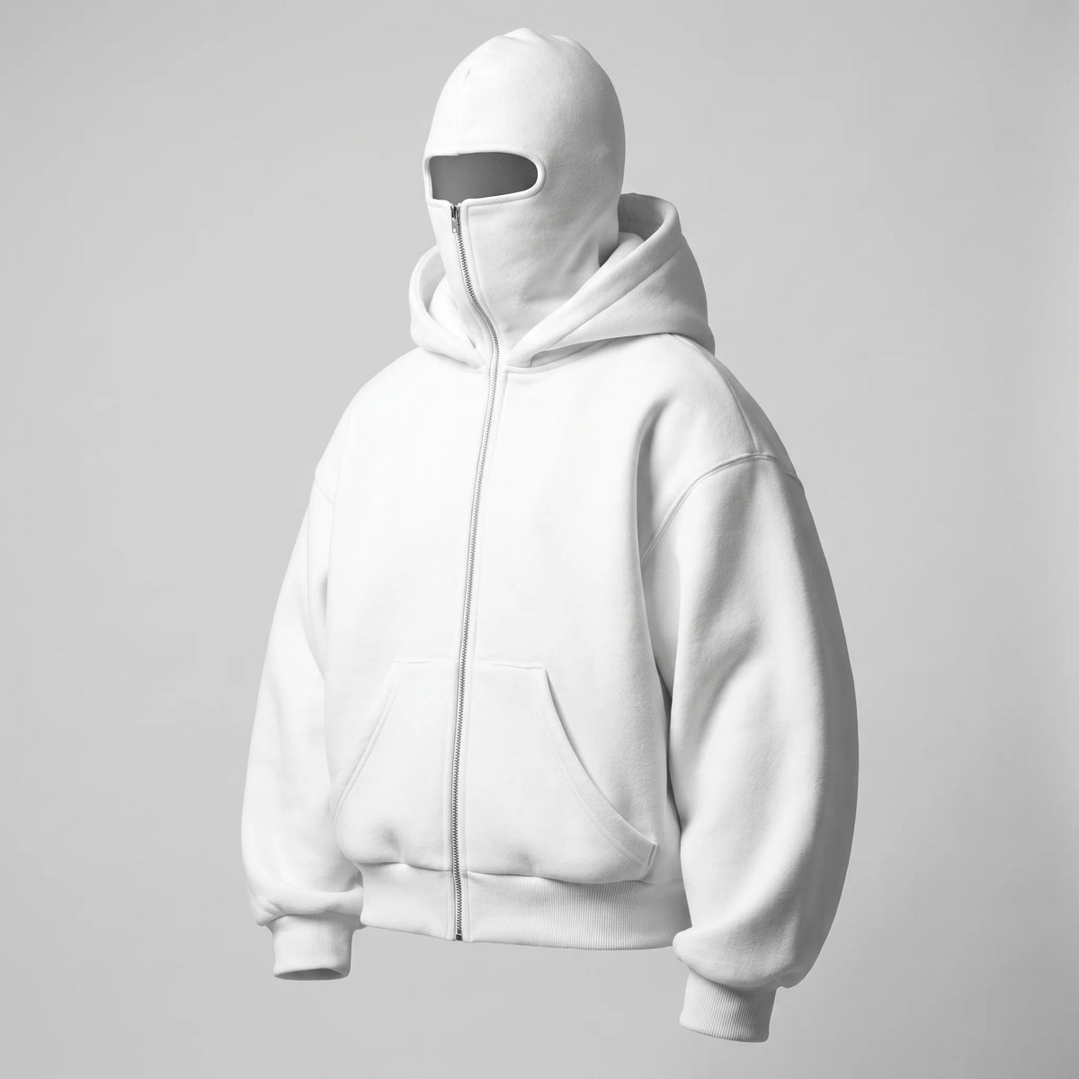 SUZVO white zipped hoodie side view