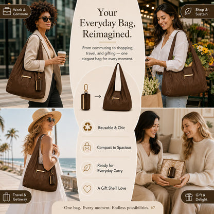 Toworkact™ Varelli Charm Transformable Bag – Stylish Vegan Leather Tote & Keychain Charm