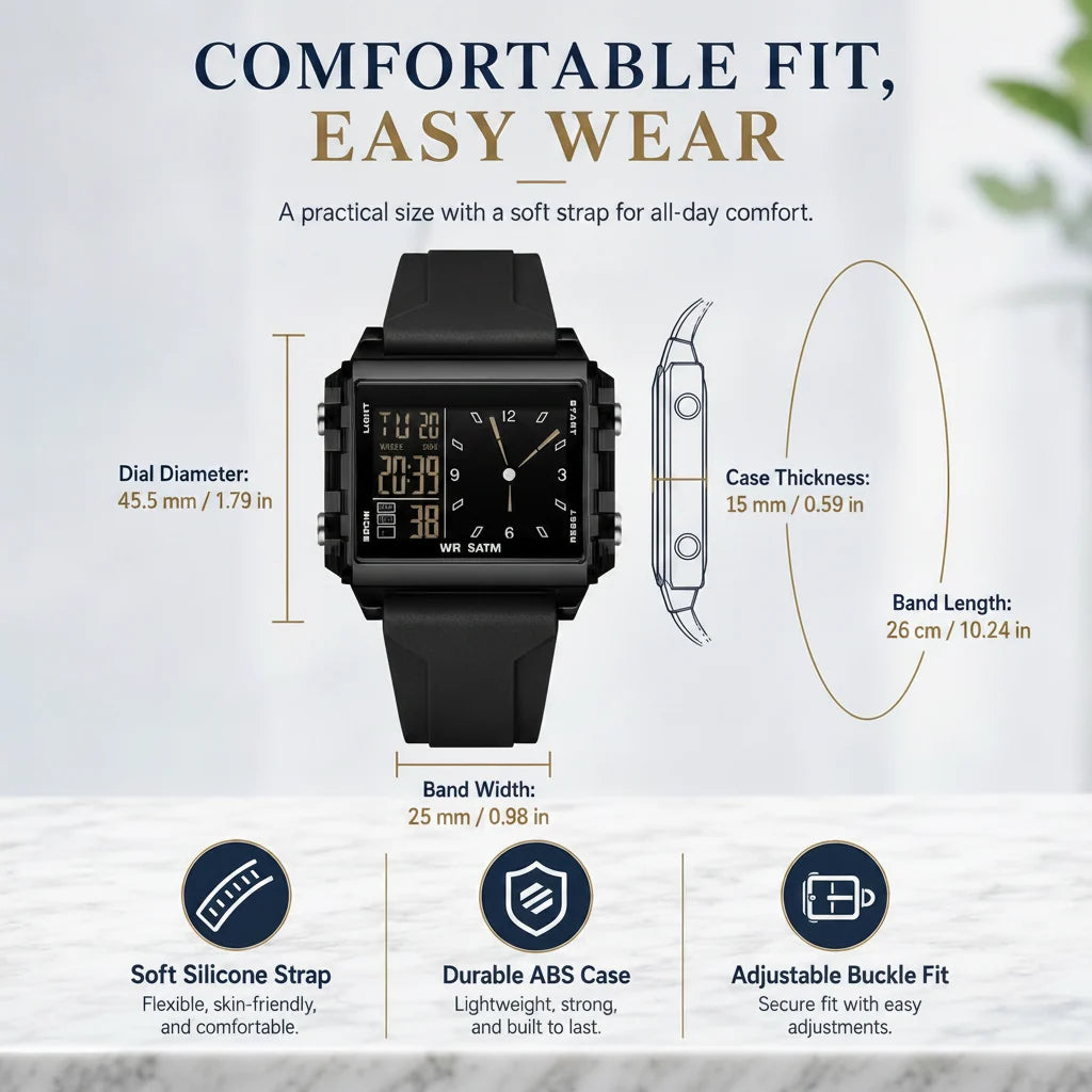 🔥Analog-Digital Sport Watch – Waterproof, Luminous & Multi-Function