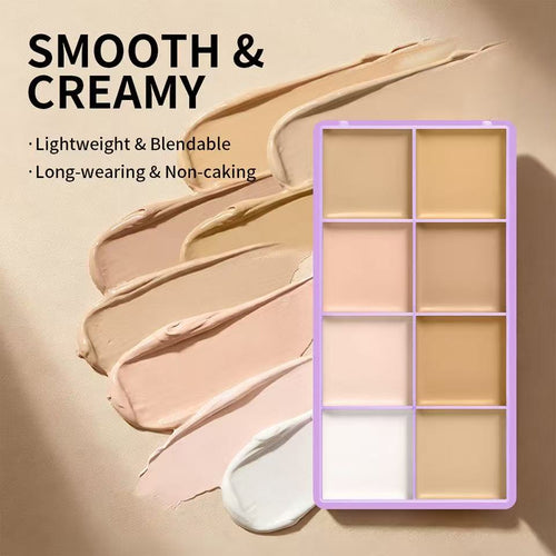 8-Color Cream Concealer & Contour Palette: Multi-Tone Coverage & Easy Blending