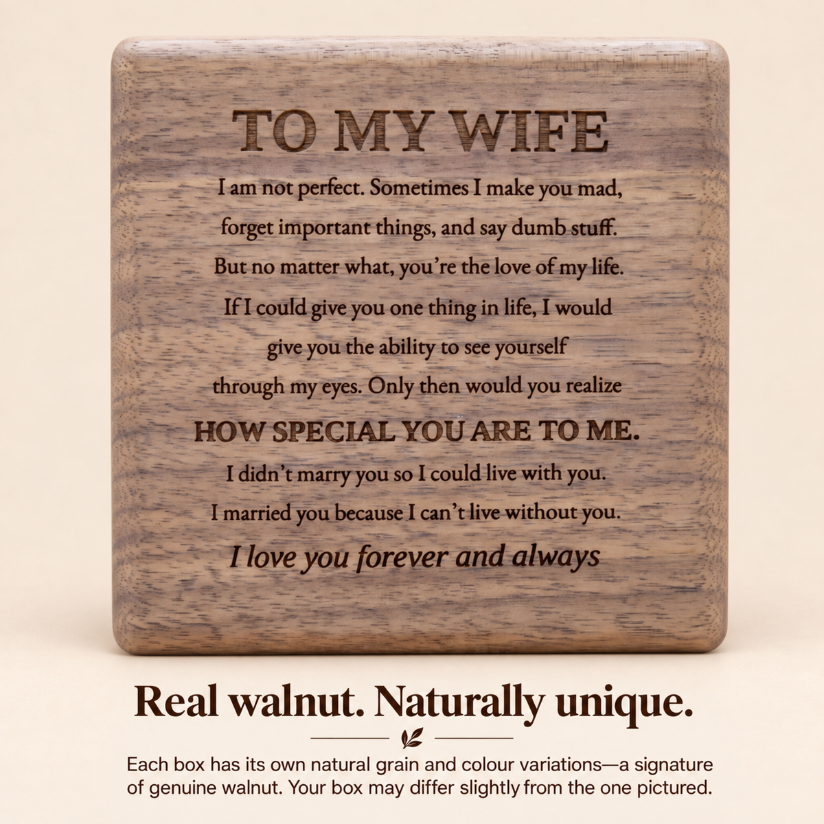 Forever Yours - Birthstone Heart Necklace & Engraved Walnut Box