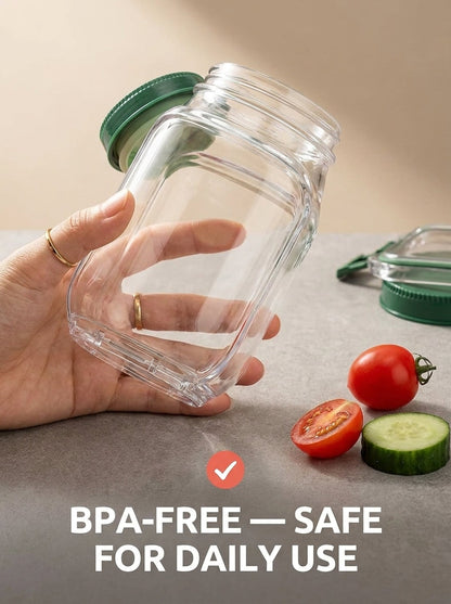 Portable Salad Jar: Leakproof Design & Separate Dressing Cup