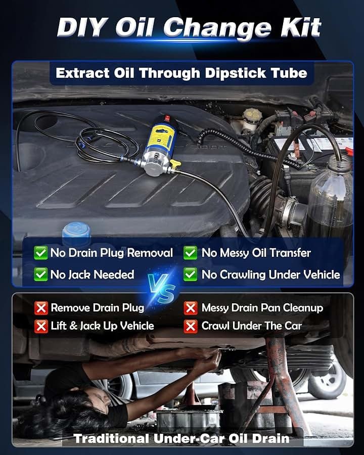 12V/24V 100W Electric Oil Extractor Pump – 4L/Min DIY Engine Oil Change Kit