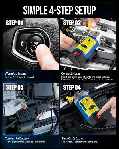 12V/24V 100W Electric Oil Extractor Pump – 4L/Min DIY Engine Oil Change Kit