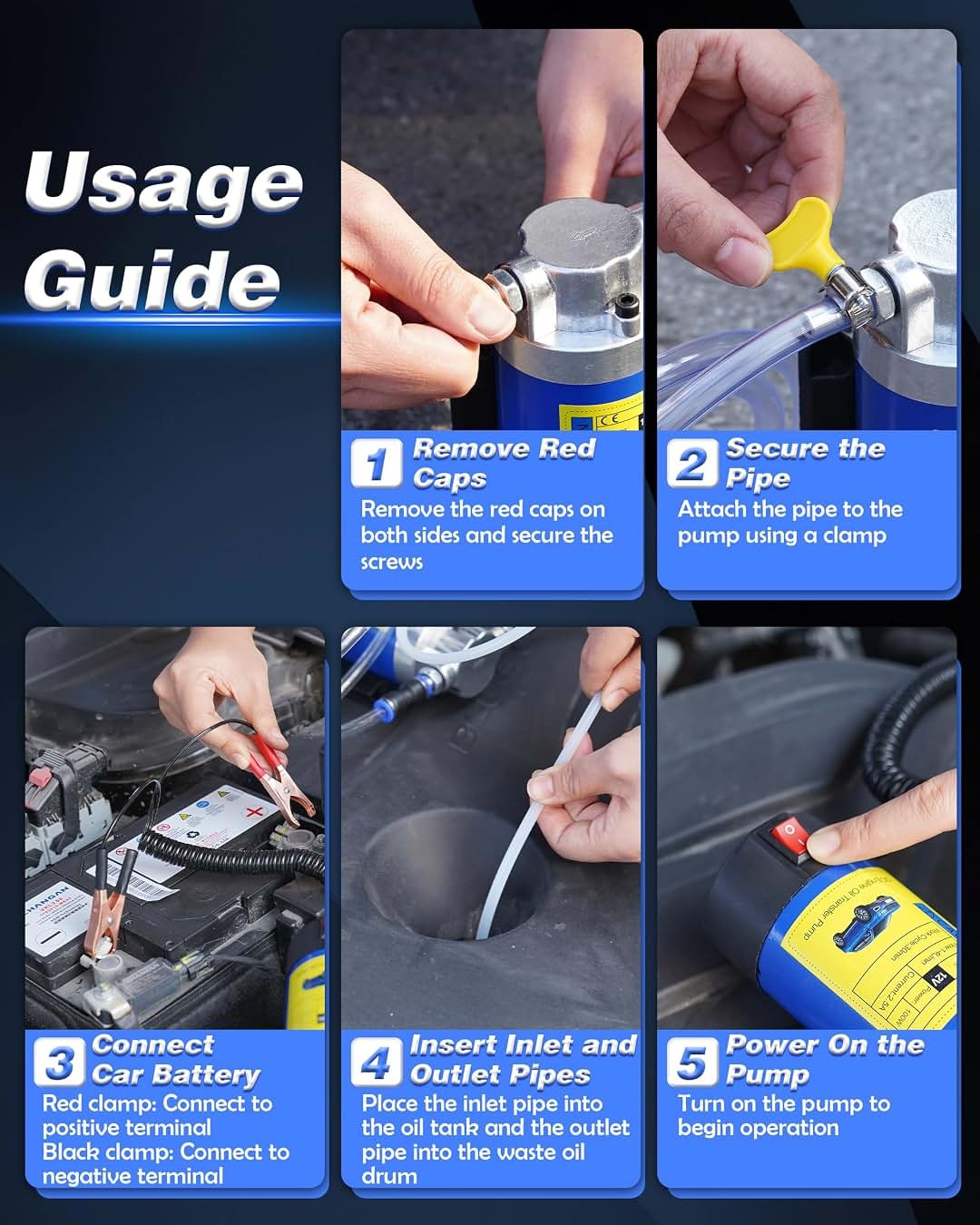 12V/24V 100W Electric Oil Extractor Pump – 4L/Min DIY Engine Oil Change Kit