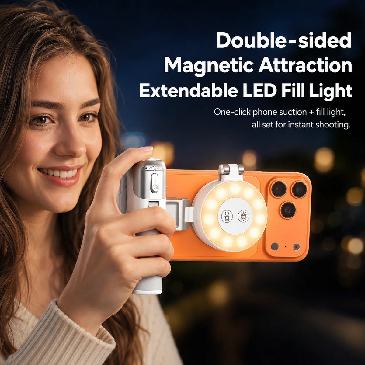 📸 Phone Zoomable Magnetic Palm Grip:  Secure Hold, Selfie Stick & Tripod
