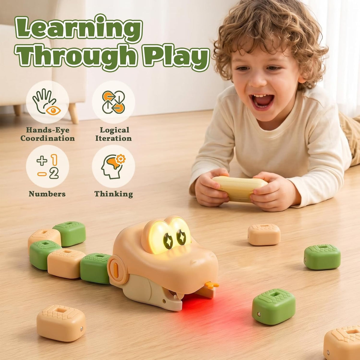 RC Magnetic Hungry Snake Game – Interactive Growing Snake Toy with Lights & Sounds