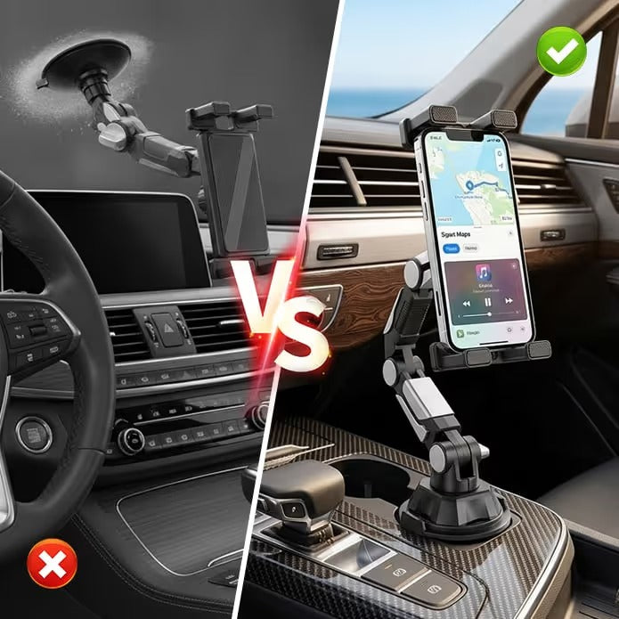 Adjustable car cup holder phone tablet mount