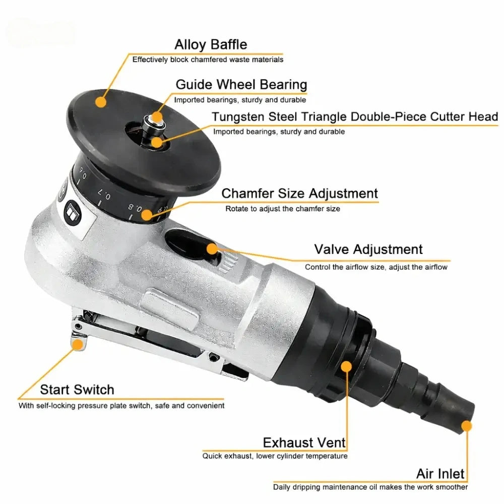 Pneumatic Chamfering Tool — Clean 45° Bevels in 3 Seconds