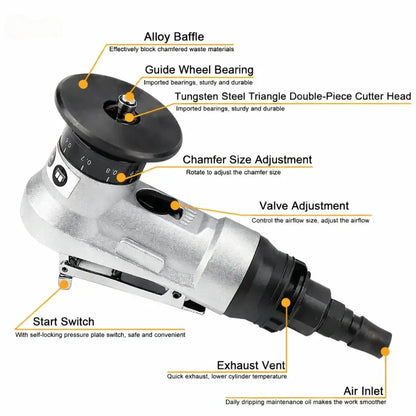 Pneumatic Chamfering Tool — Clean 45° Bevels in 3 Seconds