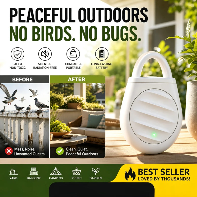 🐦No more trouble from birds, beasts and locusts！Portable Ultrasonic Bird Repellent Keychain