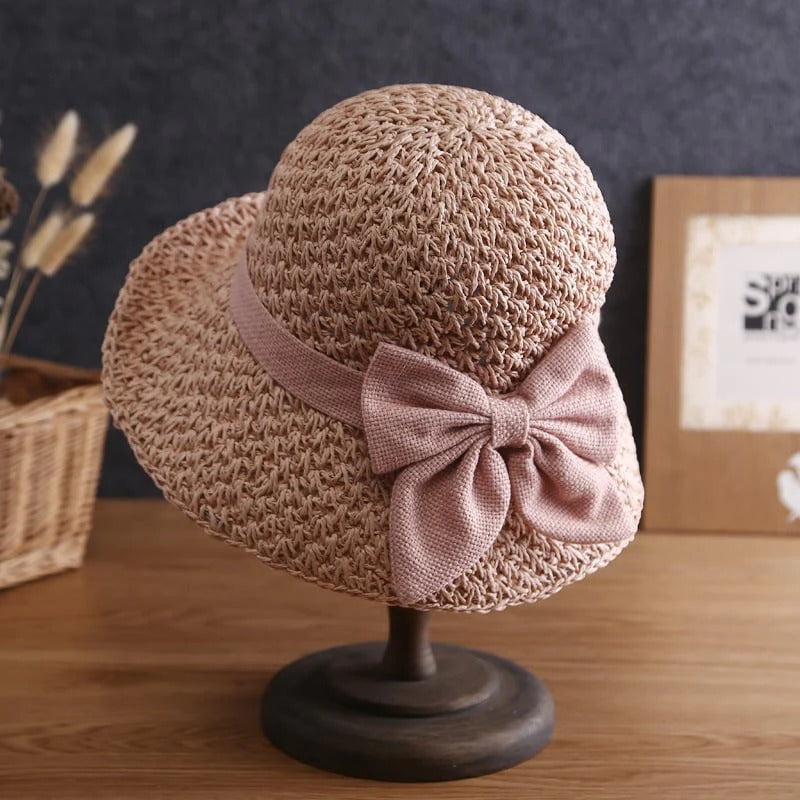 🌞Elegant Woven Straw Sun Hat with Bow