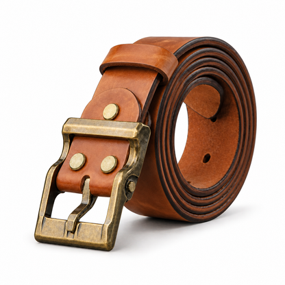 Premium Handmade Genuine Leather Belt: Vintage Design, Alloy Buckle & Durability