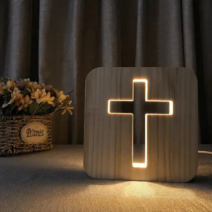 Amen-Wooden Cross Lamp