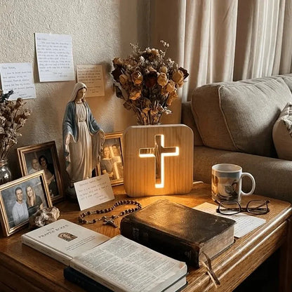 Amen-Wooden Cross Lamp