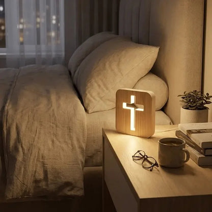 Amen-Wooden Cross Lamp