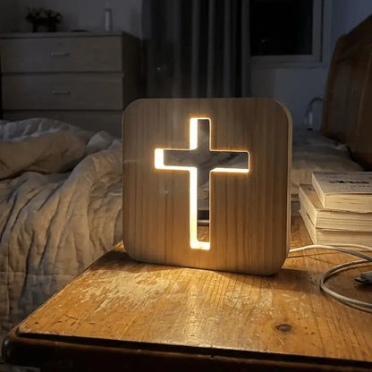 Amen-Wooden Cross Lamp