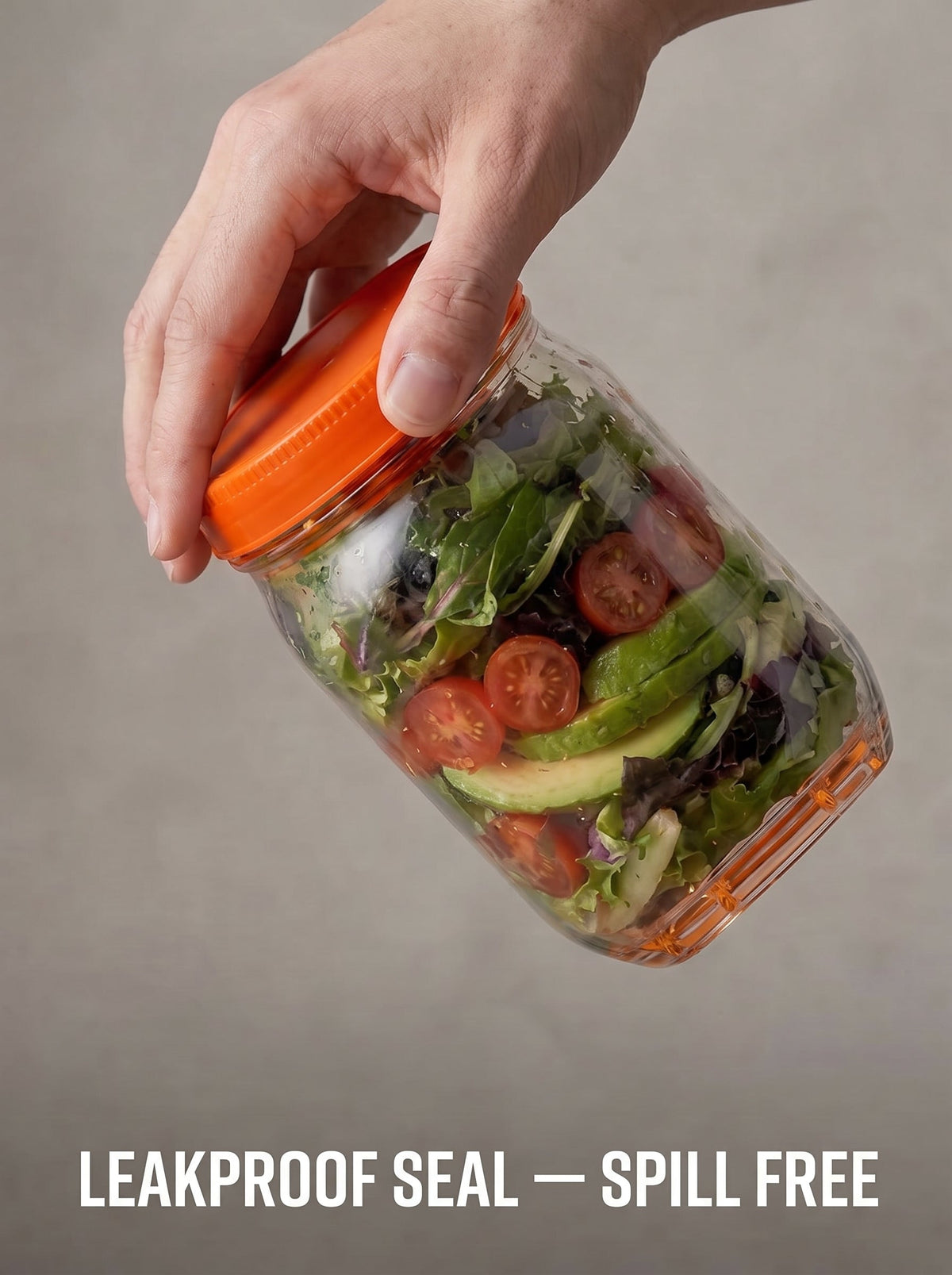 Portable Salad Jar: Leakproof Design & Separate Dressing Cup