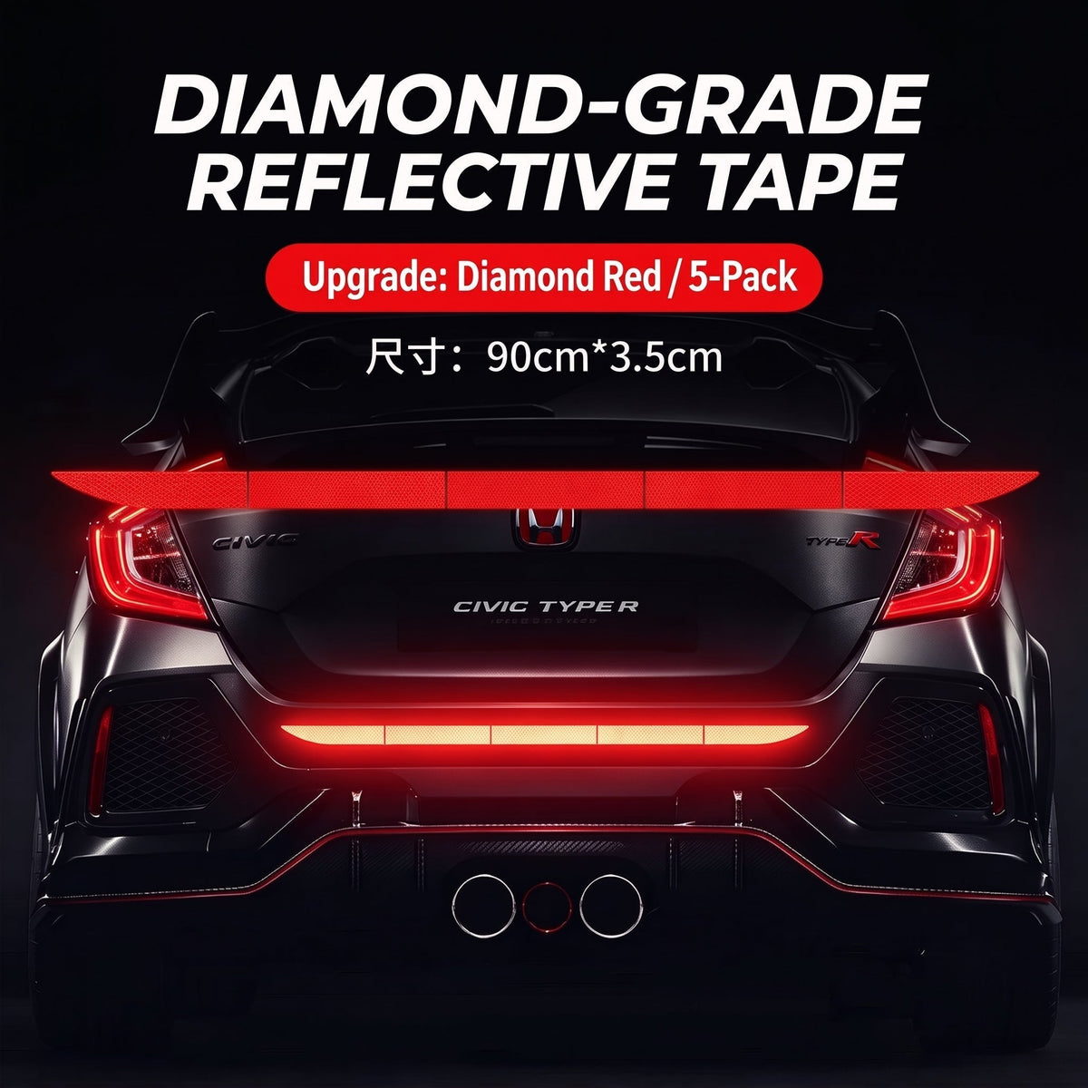Car Trunk & Bumper Reflective Warning Stickers: Enhanced Visibility, Safety & Easy Application