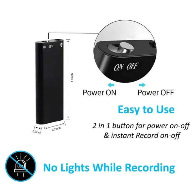 Portable Mini Magnetic Voice Recorder: One-Touch Operation & Compact Size