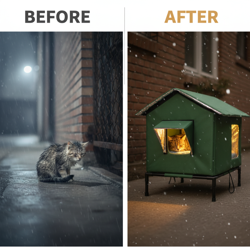 🐱 Elevated Outdoor Waterproof Cat House: Foldable, Cozy & Weather Protection