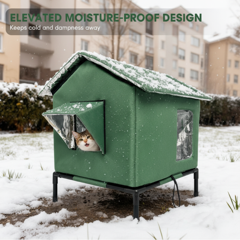 🐱 Elevated Outdoor Waterproof Cat House: Foldable, Cozy & Weather Protection