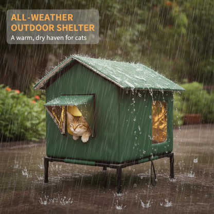 🐱 Elevated Outdoor Waterproof Cat House: Foldable, Cozy & Weather Protection