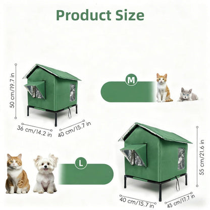🐱 Elevated Outdoor Waterproof Cat House: Foldable, Cozy & Weather Protection