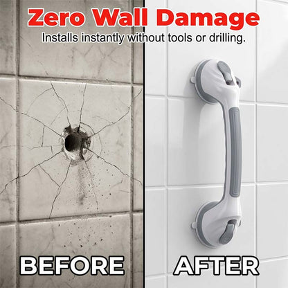 No-Drill Bathroom Suction Grab Handle: Quick-Install, Strong Suction, for Shower & Tub