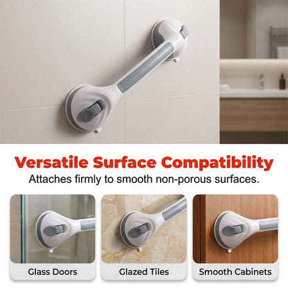 No-Drill Bathroom Suction Grab Handle: Quick-Install, Strong Suction, for Shower & Tub
