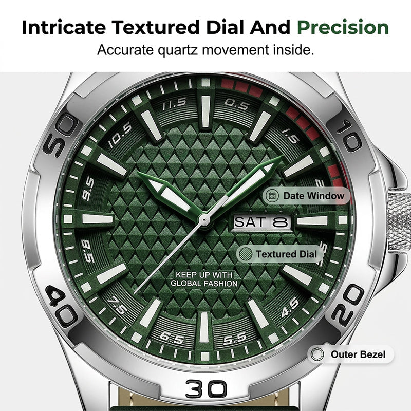 Men's Luminous Quartz Leather Business Wristwatch – Bright Glow & Elegant Style, Perfect for Sports, Daily or Outdoor