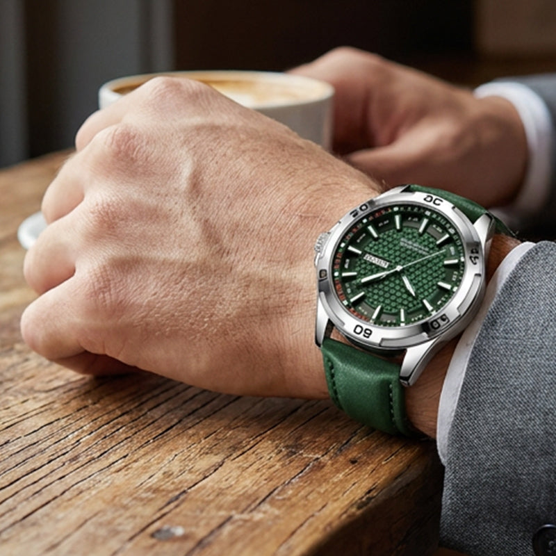 Men's Luminous Quartz Leather Business Wristwatch – Bright Glow & Elegant Style, Perfect for Sports, Daily or Outdoor