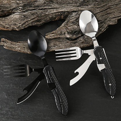 🏕️4-In-1 Outdoor Folding Multifunctional Cutlery: Compact & Durable Quality